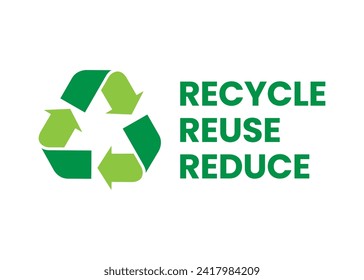 Recycle Reuse Reduce vector illustration, Eco recycling symbol, Recycle icon vector silhouette isolated on white background.