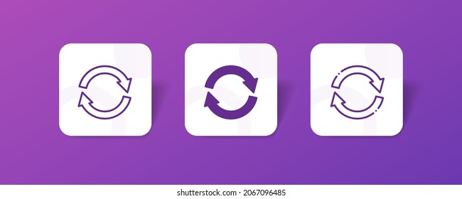 recycle, reuse, refresh arrow pixel perfect icon set bundle in line, solid, glyph, 3d gradient style