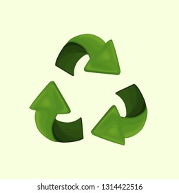 Recycle reuse symbol isolated on Green light background. Recycle sign for ecological design zero waste lifestyle.