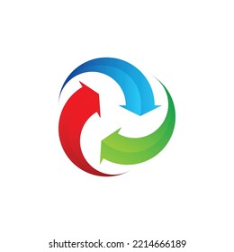 recycle rotate cycle arrow three element HVAC logo design