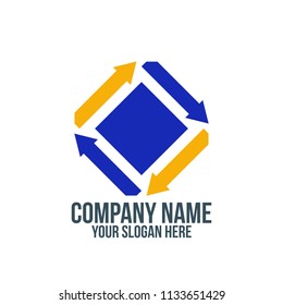 recycle, rotation, step, square and abstract company logo concept