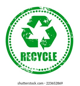 Recycle rubber stamp effect, circle, vector illustration