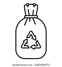 Vector de esquema de icono de saco de reciclaje. Bolsa para basura. Basura general