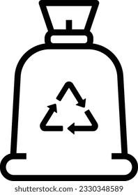 Recycle Sack Line Icon - Single Icon, Vector
