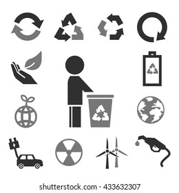 recycle, save world icon set