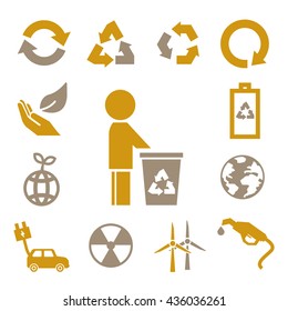 recycle, save world icon set