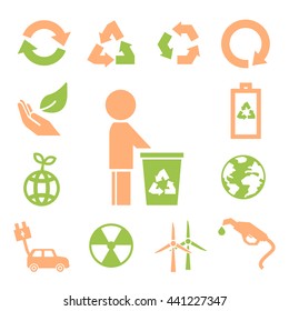 recycle, save world icon set