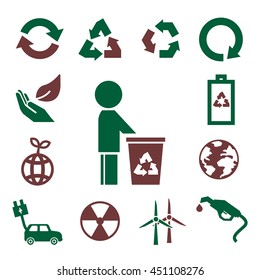 recycle, save world icon set