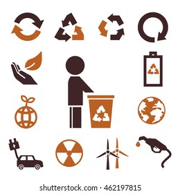 recycle, save world icon set