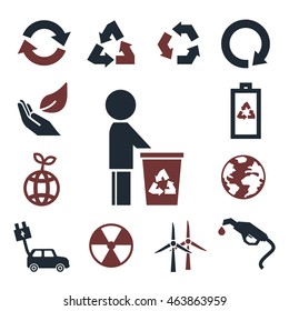 recycle, save world icon set