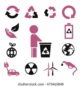 recycle, save world icon set