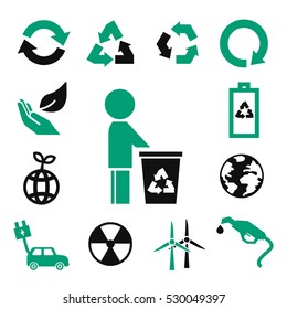 recycle, save world icon set