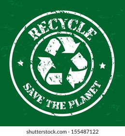 Recycle seal over green background vector illustration