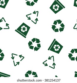 Recycle Seamless vector repeatable pattern. Style is flat symbols on a white background.