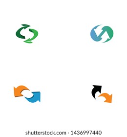 Recycle set or icon arrow logo template 
