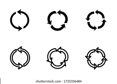 Recycle set icon symbol vector. Recycling and rotation arrow icon pack