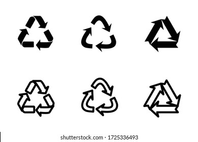 Recycle set icon symbol vector. Recycling and rotation arrow icon pack