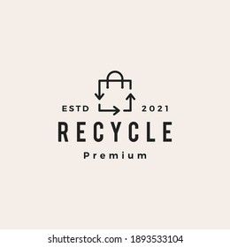 recycle shopping bag hipster vintage logo vector icon illustration