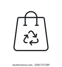 Recycle shopping bag thin line icons. Perfect pixel on transparent background