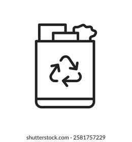 Recycle shopping bag thin line icons. 