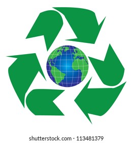 Recycle Sign Around The Earth For Save The Earth Concept