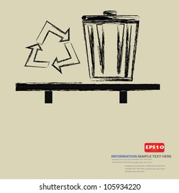 Recycle sign and bin,Vector
