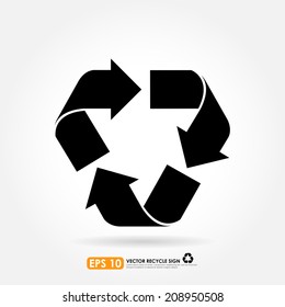 Recycle sign in black color - vector icon