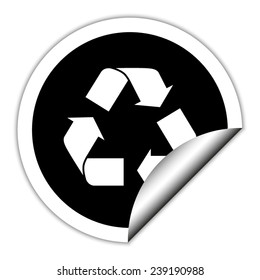 Recycle sign - black vector icon. Round sticker.