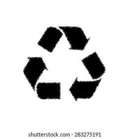 Recycle sign    - black vector icon