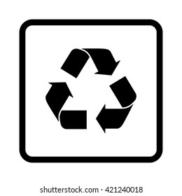 Recycle sign  - black vector icon