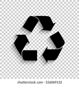Recycle sign - black vector icon with shadow