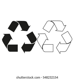 Recycle sign -  black vector icon.