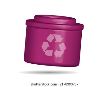 Recycle Sign Blue Garbage Trash Bin in Duotone Style on a white background. 3d Rendering.