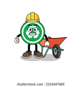 recycle sign cartoon as a contractor , character design