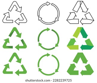 Entorno de flechas de colección de signos de reciclaje