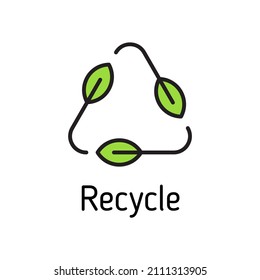 recycle sign color filled vector icon isolated on white background. zero waste eco concept. recycle line icon for web, mobile and ui design.