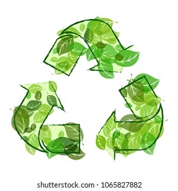 Recycle sign ecology concept. Flat vector cartoon illustration. Objects isolated on a white background.World Environment Day poster.