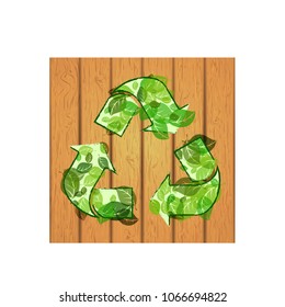 Recycle sign ecology concept. Flat vector cartoon illustration. Objects isolated on a white background.World Environment Day poster.