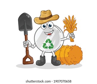 recycle sign farmer mascot. cartoon vector