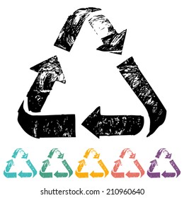 Recycle sign flat icons set isolated on white background 