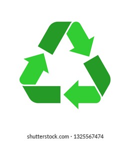 Recycle sign. Green Reuse symbol with arrows. Eco and environment protection icon. Vector illustration.