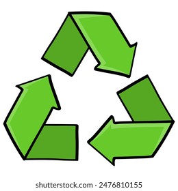 Recycle Sign Icon Drawing Vector Illustration