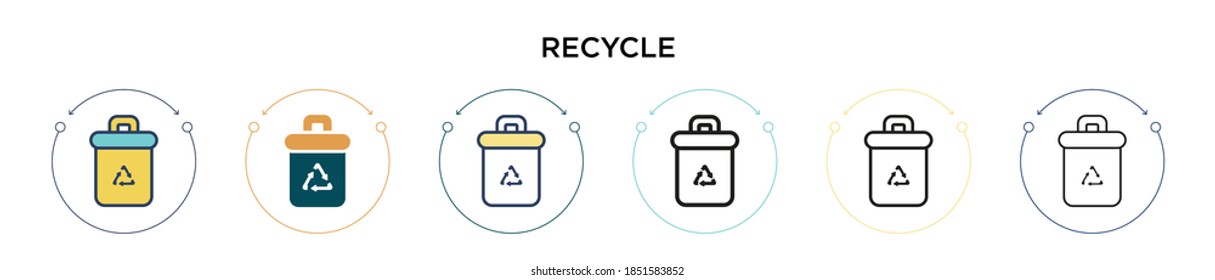 Recycle sign icon in filled, thin line, outline and stroke style. Vector illustration of two colored and black recycle sign vector icons designs can be used for mobile, ui, web