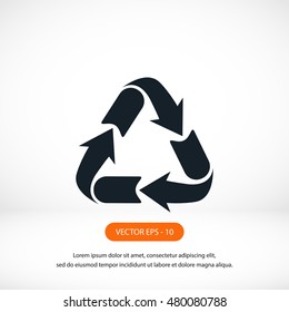 Recycle sign icon, flat design best vector icon