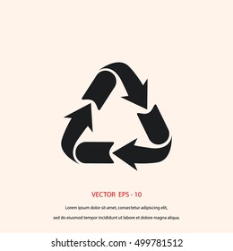 Recycle sign icon, flat design best vector icon