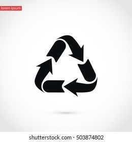 Recycle sign icon, flat design best vector icon