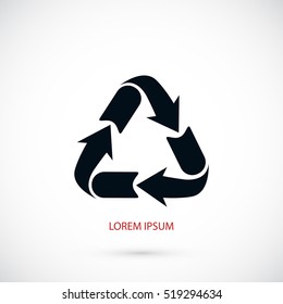 Recycle sign icon, flat design best vector icon