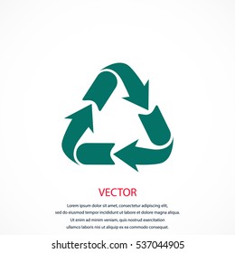 Recycle sign icon, flat design best vector icon