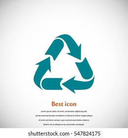 Recycle sign icon, flat design best vector icon