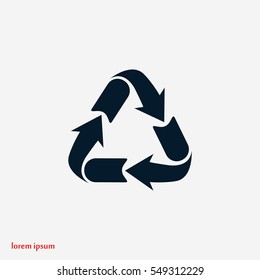 Recycle sign icon, flat design best vector icon